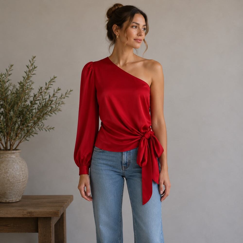 Mare Mare x Anthropologie Red 1 shoulder Top Large